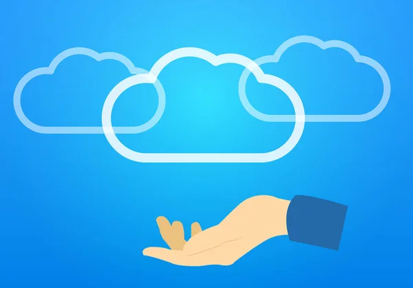 Cloud Von Storage Hosting Auf Blauem Hintergrund Mit Glanz Und — Stockvektor