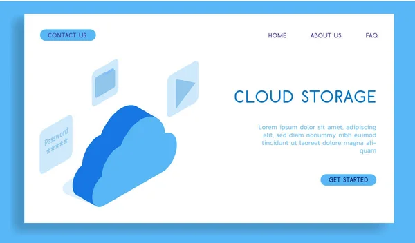 Illustrazione Isometrica Del Vettore Moderno Archiviazione Cloud Concept — Vettoriale Stock