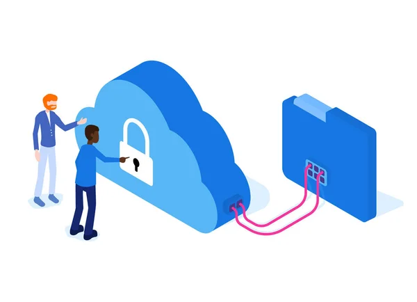 Ilustración Isométrica Vector Almacenamiento Nube Concepto Moderno — Archivo Imágenes Vectoriales