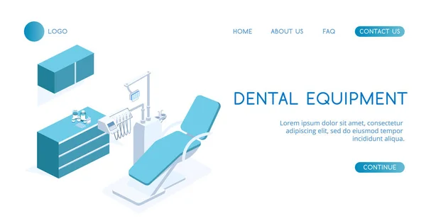 Concepto Moderno Equipo Dental Vector Ilustración Isométrica — Vector de stock