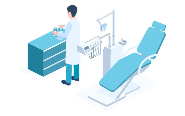 Concepto Dental Moderno Ilustración Isométrica Vectorial Clínica — Archivo Imágenes Vectoriales