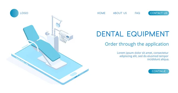 Modern Dental Equipment Concept Vector Isometric Illustration — 스톡 벡터