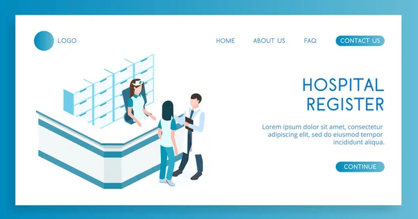 病院登録の概念現代的なベクトルアイソメトリックイラスト — ストックベクタ