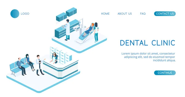 Modern Dental Concept Clinic Vector Isometric Illustration — 스톡 벡터