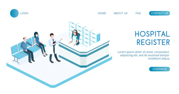 病院登録の概念現代的なベクトルアイソメトリックイラスト — ストックベクタ