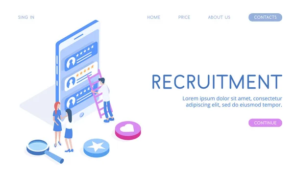 Illustration Recrutement Isométrique Vectoriel Moderne Bon Pour Les Affaires — Image vectorielle