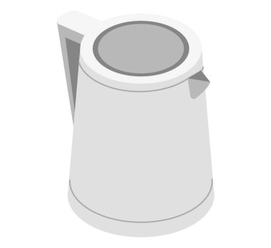 Beyaz arka plan izometrik illüstrasyon vektörü üzerinde ortak bir mutfak seti için bir element olarak beyaz mutfak çaydanlığı