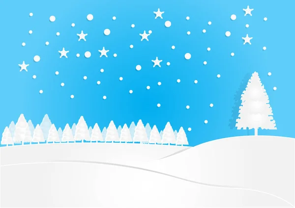 kar ve mavi arka plan, chrismas arka plan, vektör, kopya alanı metin, illüstrasyon, kağıt kesiği ve origami için birçok ağaç kış sezon arka plan