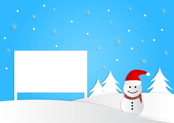 kardan adam ve işareti, Noel arka plan, vektör, kopya alanı metin, illüstrasyon, kağıt sanat ve origami ile Noel ağacı