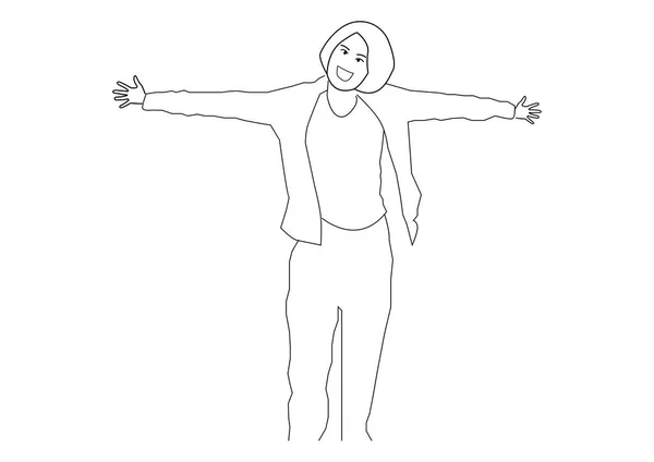 el çizmek taslak kadın beyaz arka plan, doodle style, vektör, kopya alanı metin için