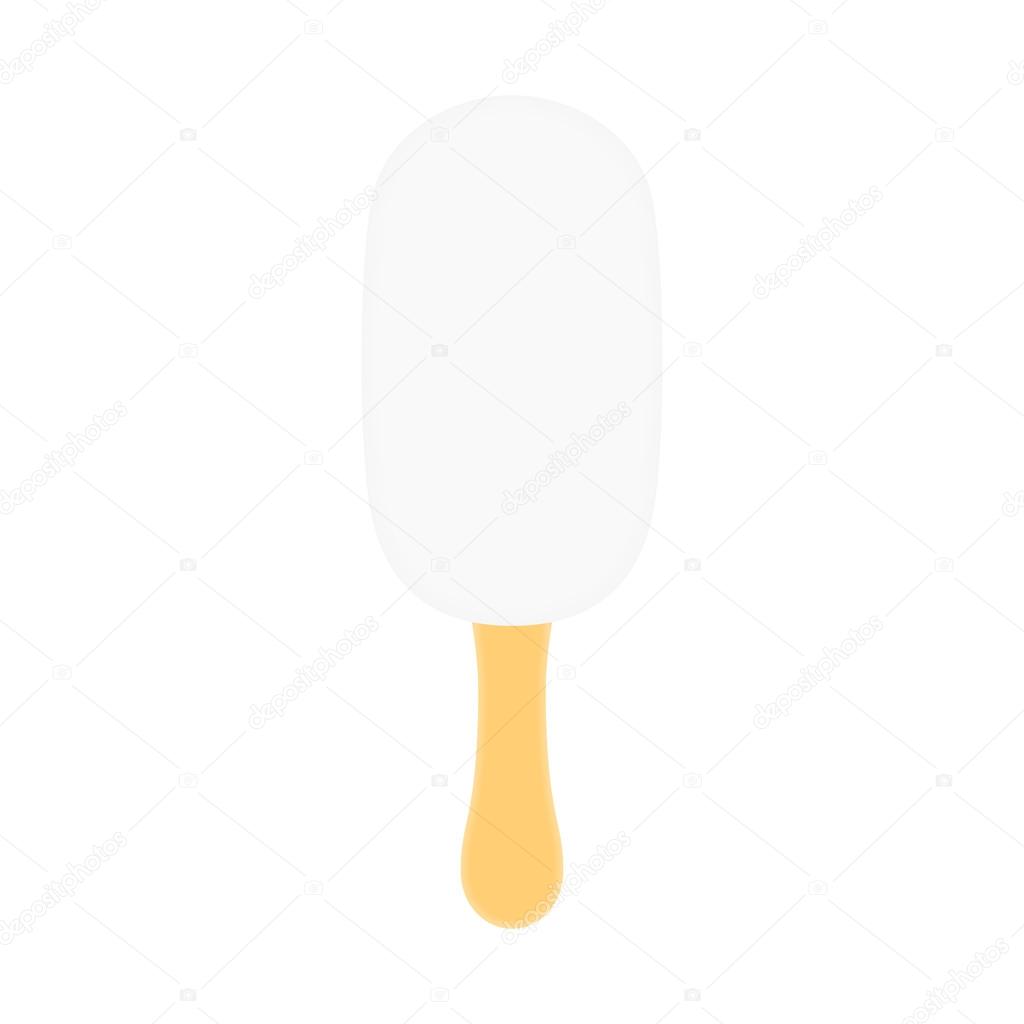 Ice cream on a stick. Isolated on white vector illustration. 