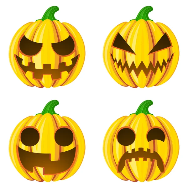 Conjunto de estilo de dibujos animados de calabazas de halloween imágenes  de stock de arte vectorial | Depositphotos