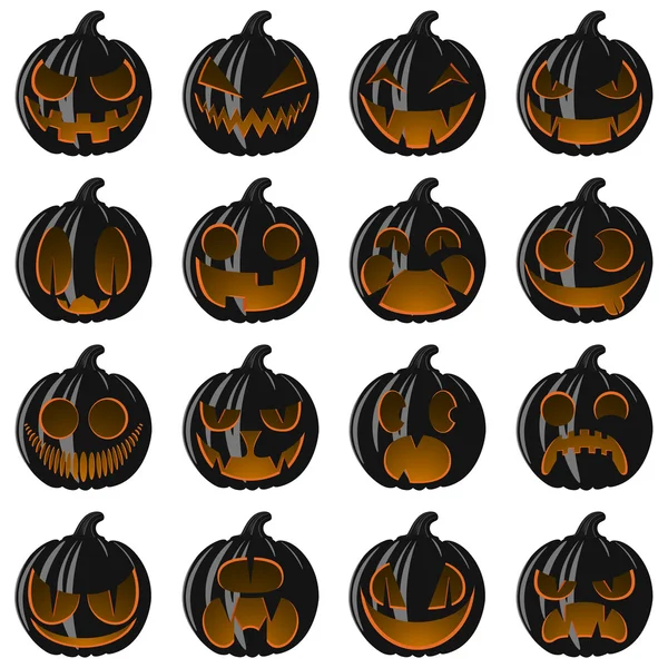 Pon calabazas para Halloween. Aislado en la ilustración de vectores blancos. Estilo de dibujos animados . — Vector de stock