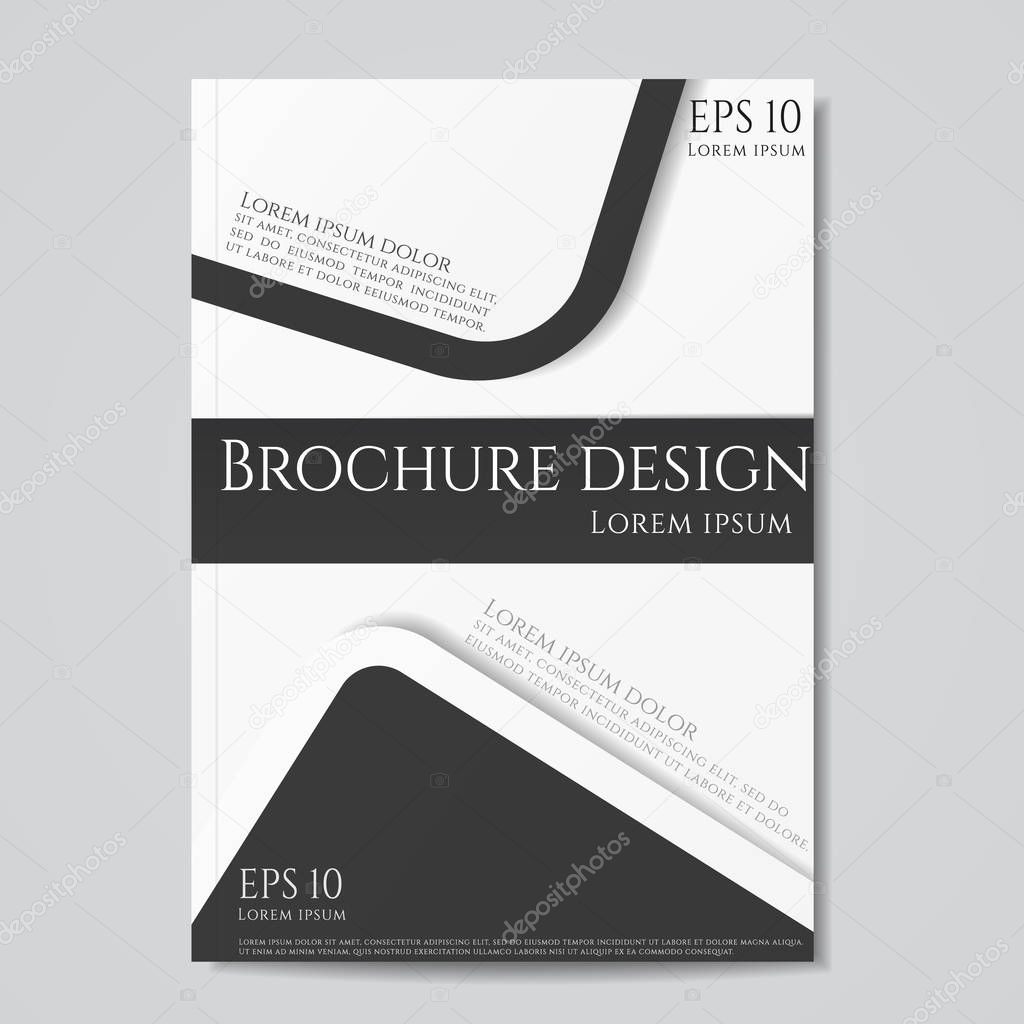 Vector flyer brochure design geometric template abstract. Black white color.