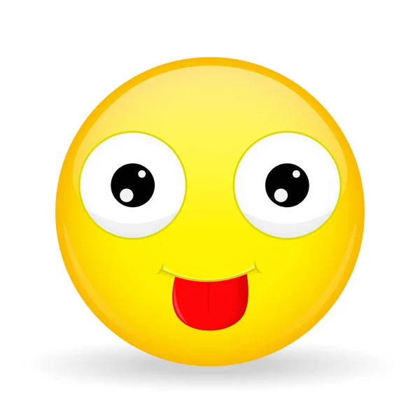 Mostra emoji alla lingua. Prendi in giro le emozioni. Spegni l'emoticon della lingua. Stile cartone animato. Illustrazione vettoriale icona sorriso . — Vettoriale Stock