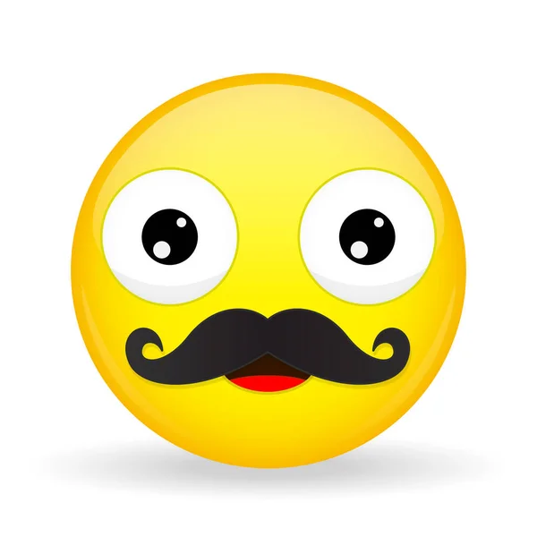 Mustache emoji. Happy emotion. Dad emoticon. Cartoon style. Vector illustration smile icon. — Stock Vector