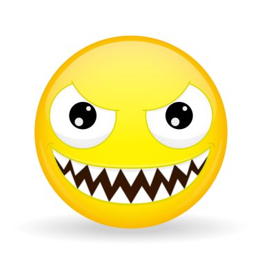 Canavar emoji. Duygu kahkaha. Nibbler'ı güçlü duygu. Karikatür tarzı. Vektör çizim gülümseme simgesi.