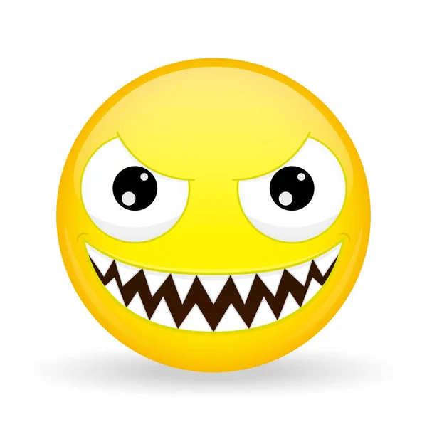 Emoji monstruo. Emoción de risa. Emoticones mordisquitos. Estilo de dibujos animados. Icono de sonrisa de ilustración vectorial . — Vector de stock