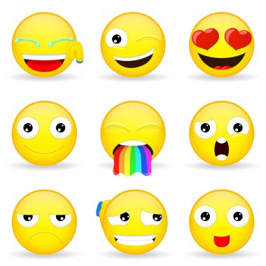 Emoji ayarlayın. İfade küme. Karikatür tarzı.
