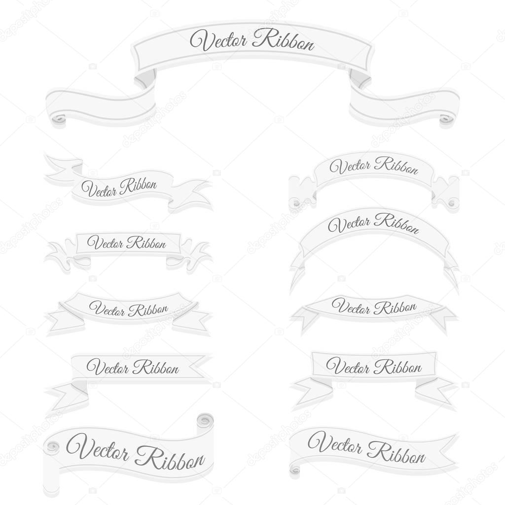 Set of white vector banner ribbons. Eps 10. 