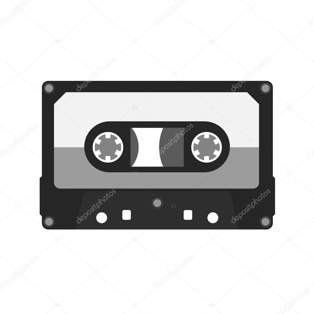 Vector audio cassette icon. Audiotape flat icon. 