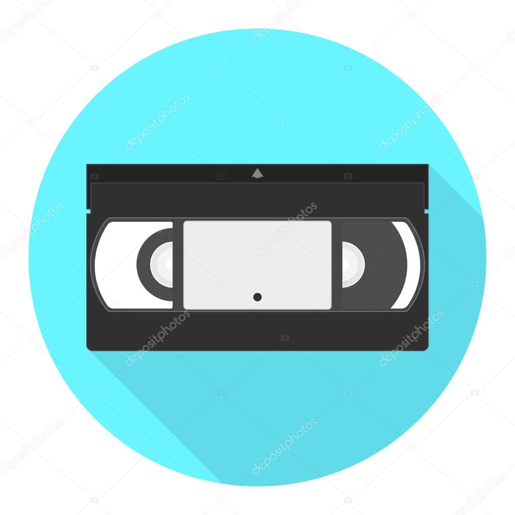 Vector VHS cassette icon. Videotape flat icon. 