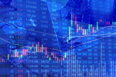 Graph grafiğini hisse senedi piyasasının. arka plan parmak işaret klavye