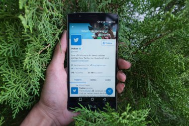 Chiangmai, Tayland - 19 Aralık, 2016:Lg G4 açık Twitter uygulama