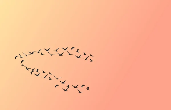Σμήνος πτηνών κατά το ηλιοβασίλεμα — Διανυσματικό Αρχείο