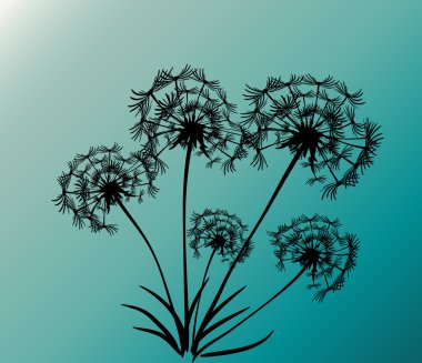 dandelions vektör arka plan ile soyut kartı