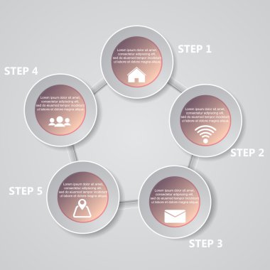5 adım grafik şablonu/grafik veya Web sitesi düzeni. Vektör.