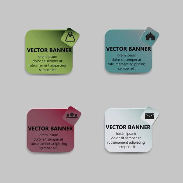 Conjunto de banners vectoriales abstractos. Notas redondas de papel con diseño de remolino . — Vector de stock