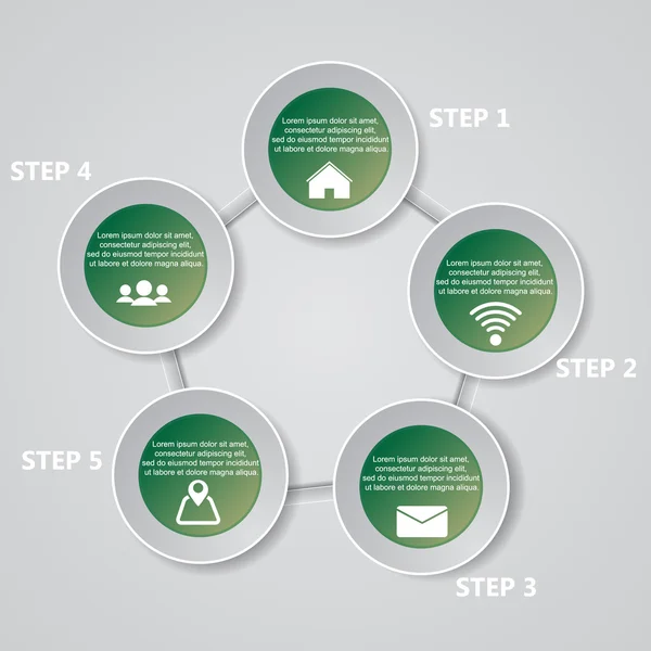 5 lépés diagram sablon/grafikus vagy website elrendezés. Vektor. — Stock Vector