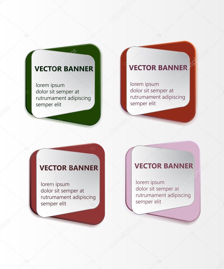 Abstract vector banner set. Paper round notes with swirl design.