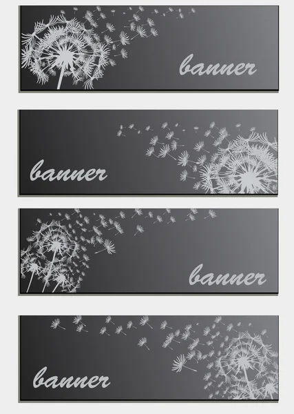 stock vector Set of banners with flower dandelion sketch