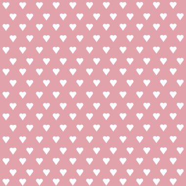 Kusursuz vektör deseni ve pastel arka planda beyaz kalpler