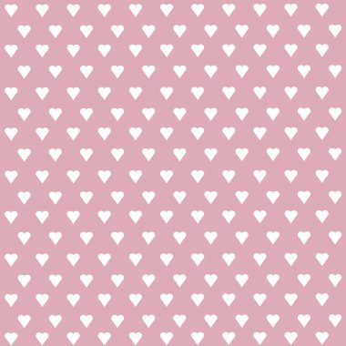 Kusursuz vektör deseni ve pastel arka planda beyaz kalpler