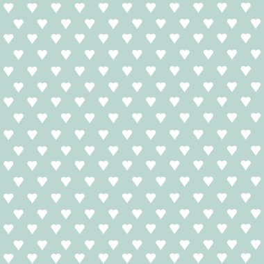 Kusursuz vektör deseni ve pastel arka planda beyaz kalpler