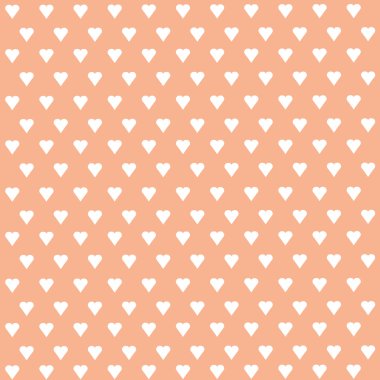 Kusursuz vektör deseni ve pastel arka planda beyaz kalpler