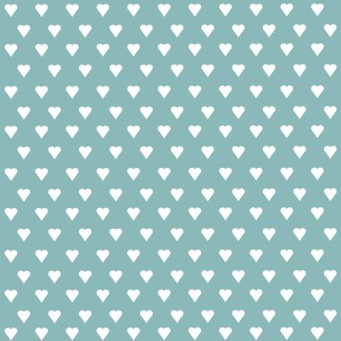 Kusursuz vektör deseni ve pastel arka planda beyaz kalpler