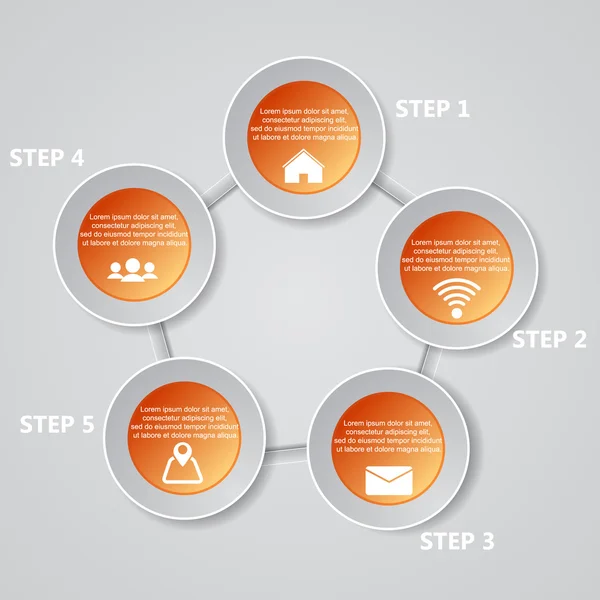 5 lépés diagram sablon/grafikus vagy website elrendezés. Vektor. — Stock Vector