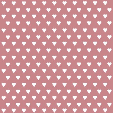 Kusursuz vektör deseni ve pastel arka planda beyaz kalpler