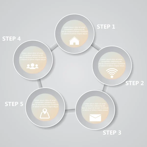 5 lépés diagram sablon/grafikus vagy website elrendezés. Vektor. — Stock Vector