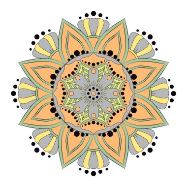 Çiçek mandalalar. Vintage dekoratif öğeler. Oryantal desen, 