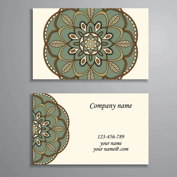 Tarjeta de visita. Elementos decorativos vintage. Bu floral ornamental — Archivo Imágenes Vectoriales