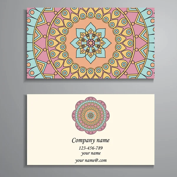 Tarjeta de visita. Elementos decorativos vintage. Bu floral ornamental — Vector de stock