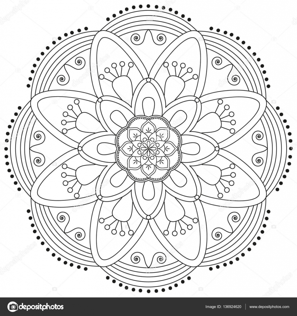 Oosterse Patroon Traditionele Ronde Kleurplaat Sieraad Mandala