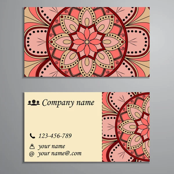 Invitación, tarjeta de visita o banner con plantilla de texto. Fl redondo — Vector de stock