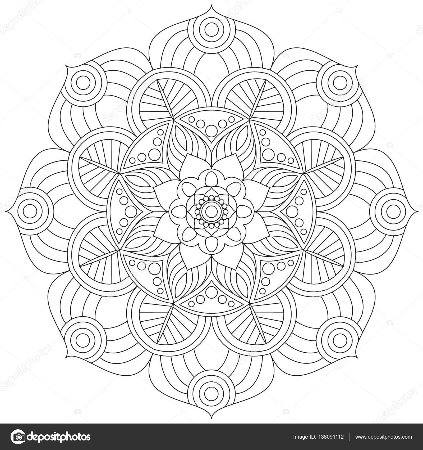 Oosterse Patroon Traditionele Ronde Kleurplaat Sieraad Mandala