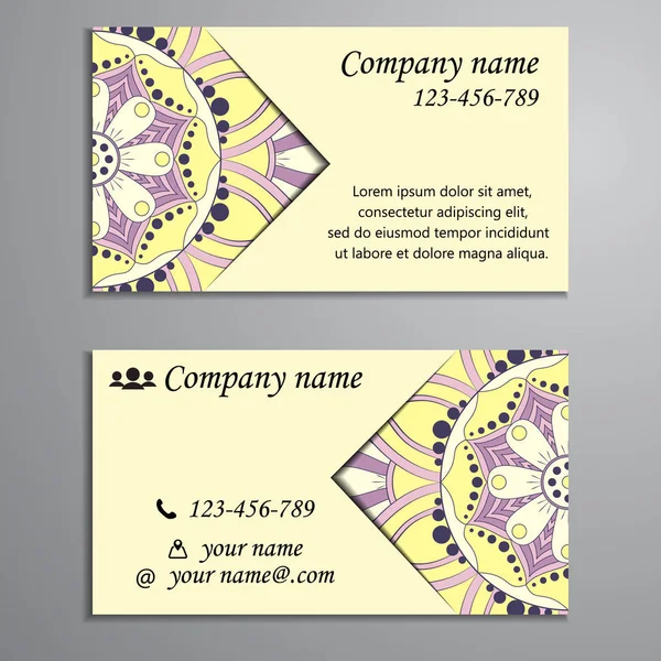 Invitación, tarjeta de visita o banner con plantilla de texto. Fl redondo — Vector de stock